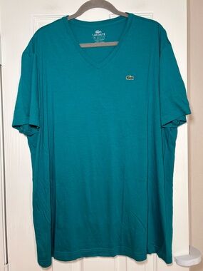 Lacoste Men’s Pima Cotton V-Neck T-Shirt Teal Size 9 3XL